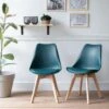 Lot De 2 Chaises Scandinaves NORA Bleues Avec Coussin - HAPPY GARDEN