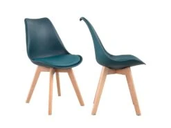 Lot De 2 Chaises Scandinaves NORA Bleues Avec Coussin - HAPPY GARDEN -Mobilier De Restaurant chaise 22366539