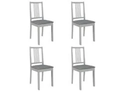 Lot De 4 Chaises De Salle à Manger Cuisineà Dîner Avec Coussins Gris Bois Solide CDS022102