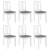 Lot De 6 Chaises De Salle à Manger Cuisineà Dîner Avec Coussins Blanc Bois Solide CDS022954