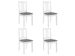 Chaises à Manger Avec Coussins Lot De 4 Blanc Bois Solide