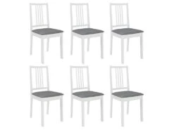 Chaises à Manger Avec Coussins Lot De 6 Blanc Bois Solide