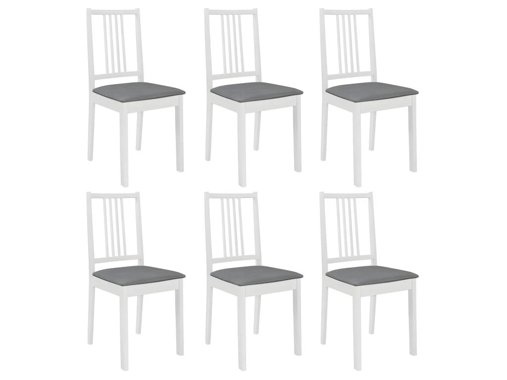 Chaises à Manger Avec Coussins Lot De 6 Blanc Bois Solide 1 Chaises à Manger Avec Coussins Lot De 6 Blanc Bois Solide
