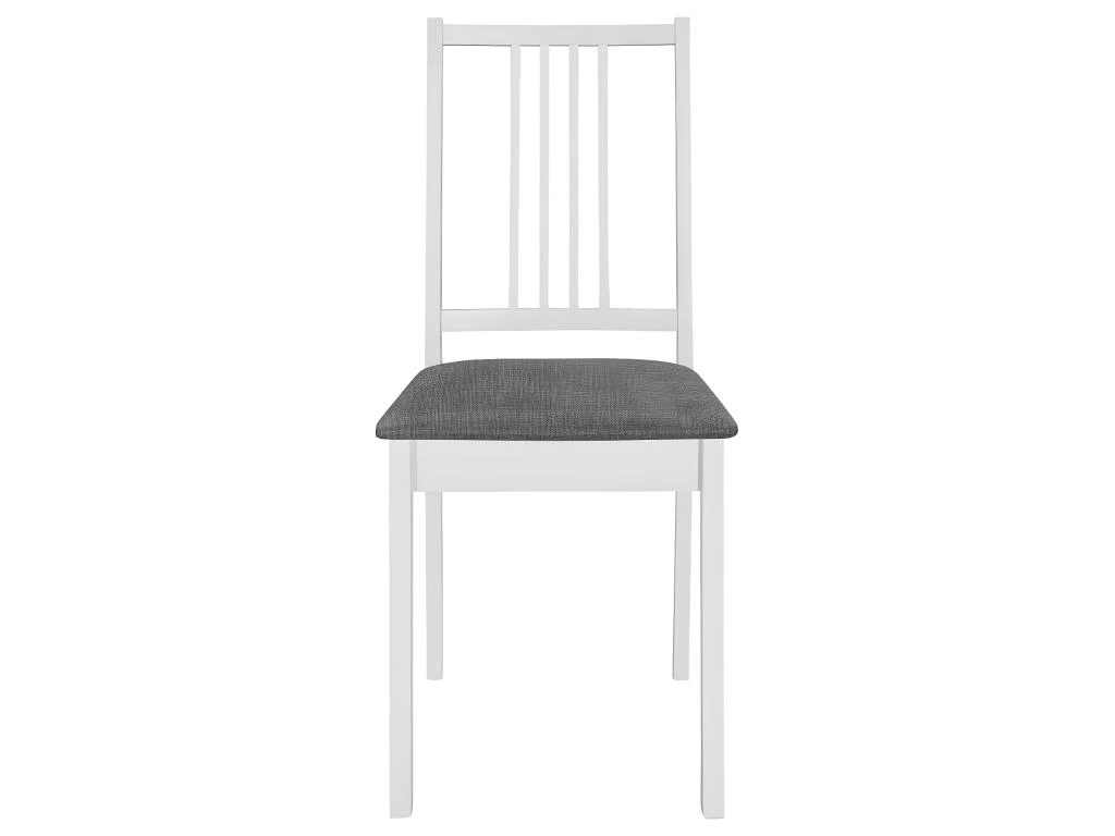 Chaises à Manger Avec Coussins Lot De 6 Blanc Bois Solide 3 Chaises à Manger Avec Coussins Lot De 6 Blanc Bois Solide – Image 3