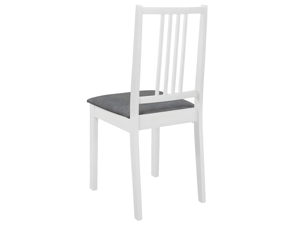Chaises à Manger Avec Coussins Lot De 6 Blanc Bois Solide 5 Chaises à Manger Avec Coussins Lot De 6 Blanc Bois Solide – Image 5