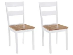 Chaises à Manger Lot De 2 Blanc Bois D'hévéa Massif