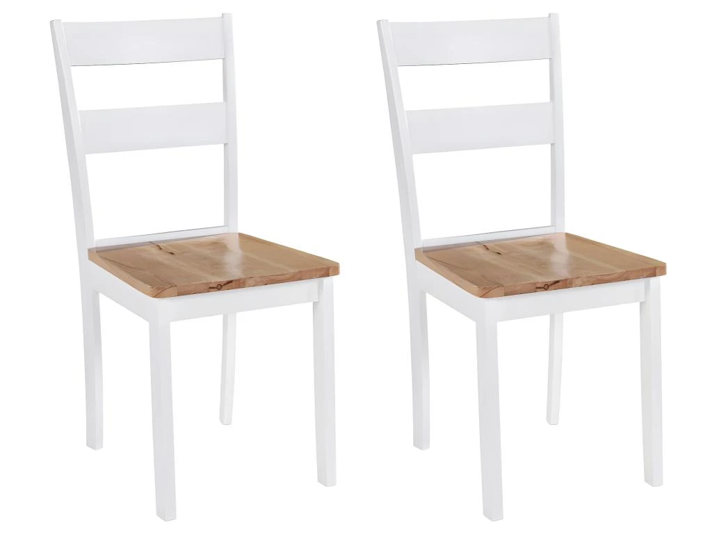 Chaises à Manger Lot De 2 Blanc Bois D'hévéa Massif 1 Chaises à Manger Lot De 2 Blanc Bois D'hévéa Massif