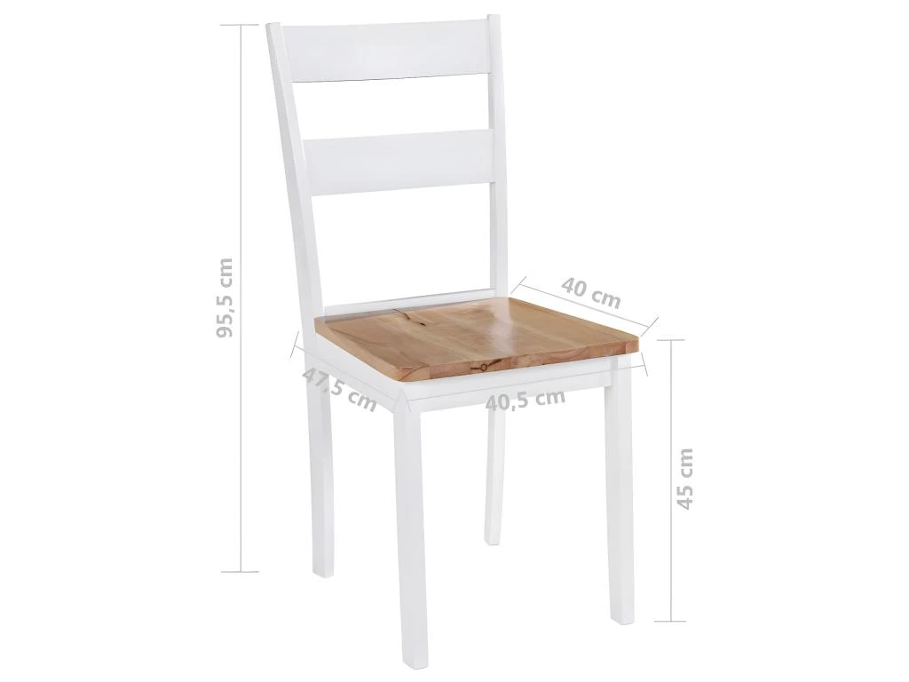 Chaises à Manger Lot De 2 Blanc Bois D'hévéa Massif 6 Chaises à Manger Lot De 2 Blanc Bois D'hévéa Massif – Image 6