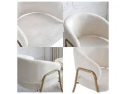 Lot De 2 Chaises - Tissu En Sherpa - Pieds Dorés - Beige 8 Lot De 2 Chaises - Tissu En Sherpa - Pieds Dorés - Beige -Mobilier De Restaurant chaise 22691111