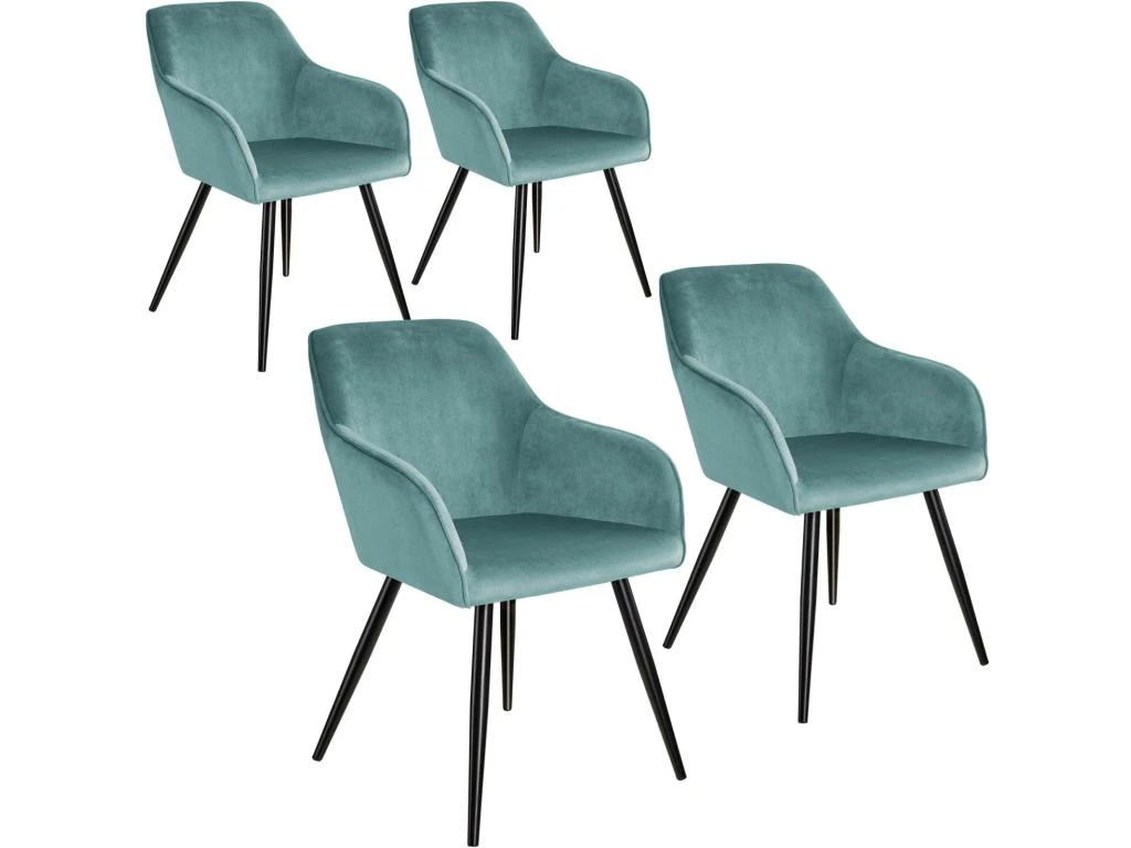 Lot De 4 Chaises Pieds Noir Siège De Salon Cuisine Salle à Manger Design élégant Velours Turquoise 08_0000081 1 Lot De 4 Chaises Pieds Noir Siège De Salon Cuisine Salle à Manger Design élégant Velours Turquoise 08_0000081