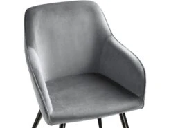 Lot De 4 Chaises Pieds Noir Siège De Salon Cuisine Salle à Manger Design élégant Velours Gris 08_0000076 -Mobilier De Restaurant chaise 22732085