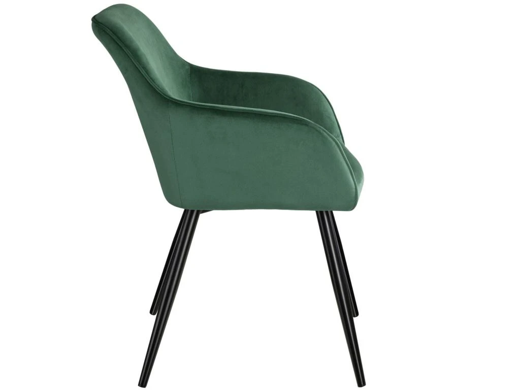 Lot De 4 Chaises Pieds Noir Siège De Salon Cuisine Salle à Manger Design élégant Velours Vert 08_0000074 3 Lot De 4 Chaises Pieds Noir Siège De Salon Cuisine Salle à Manger Design élégant Velours Vert 08_0000074 – Image 3