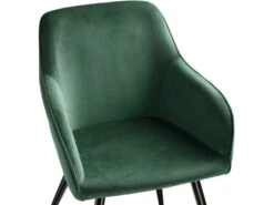 Lot De 4 Chaises Pieds Noir Siège De Salon Cuisine Salle à Manger Design élégant Velours Vert 08_0000074 9 Lot De 4 Chaises Pieds Noir Siège De Salon Cuisine Salle à Manger Design élégant Velours Vert 08_0000074 -Mobilier De Restaurant chaise 22732115