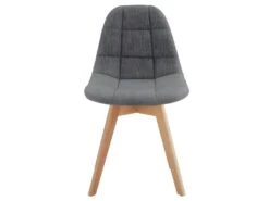 STELLA - Chaise Scandinave Tissu Gris Pieds Hêtre (x2) -Mobilier De Restaurant chaise 22745405