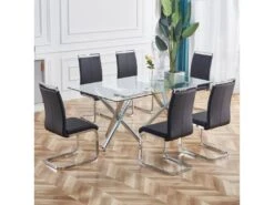 Lot De 4 Chaises De Salle Ă Manger - En Similicuir - Noir