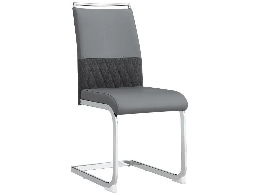Lot De 4 Chaises De Salle à Manger - Dossier En Similicuir Et Lin - Gris 2 Lot De 4 Chaises De Salle à Manger - Dossier En Similicuir Et Lin - Gris – Image 2