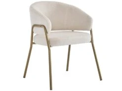 Lot De 4 Chaises - Tissu En Sherpa - Pieds Dorés - Beige -Mobilier De Restaurant chaise 22801859