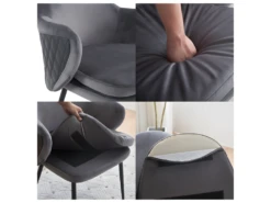 Lot De 4 Chaises - Coutures En Tissu Et Cuir PU - Siège Amovible - Gris 8 Lot De 4 Chaises - Coutures En Tissu Et Cuir PU - Siège Amovible - Gris -Mobilier De Restaurant chaise 22804033