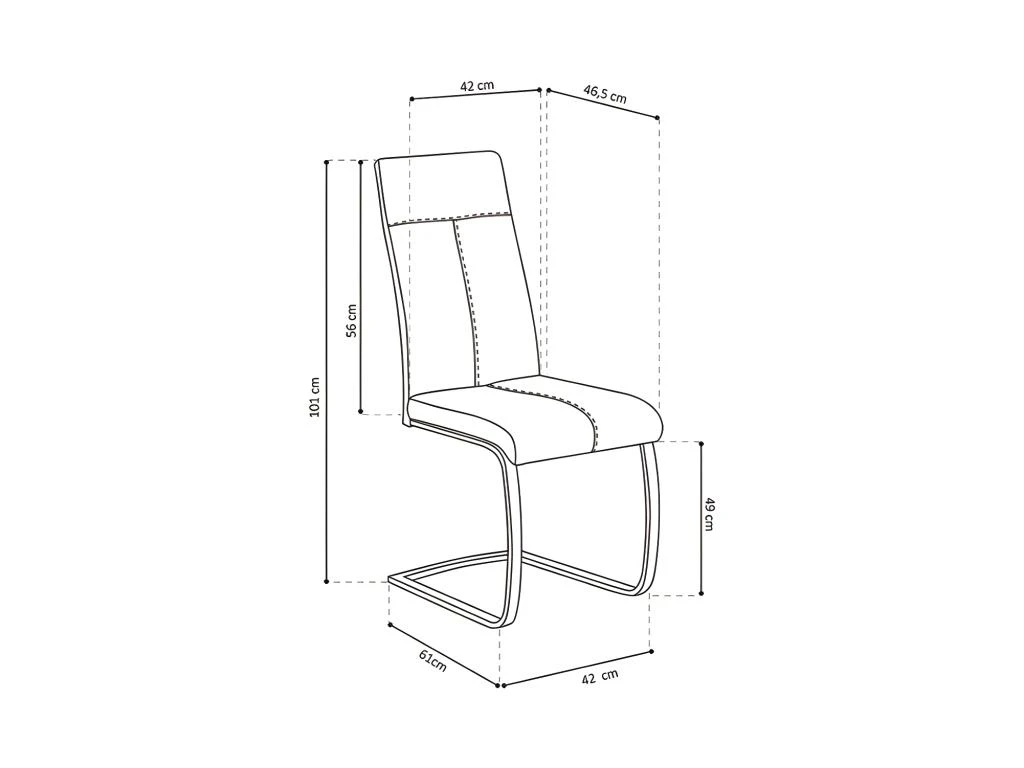 Chaise ALI PU Gris, Dimensions: H101 X L42 X P61 Cm, Idéal Pour Une Salle A Manger Unique 5 Chaise ALI PU Gris, Dimensions: H101 X L42 X P61 Cm, Idéal Pour Une Salle A Manger Unique – Image 5