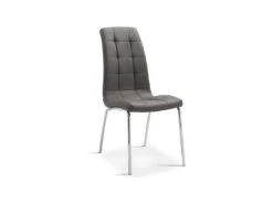 Chaise MERIL PU Gris, Dimensions: H96 X L42 X P55 Cm, Idéal Pour Une Salle à Manger Tape-à-l'œil