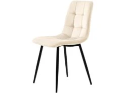 Lot De 4 Chaises De Salle à Manger - Structure En Métal - Tissu En Velours - Beige -Mobilier De Restaurant chaise 22860665