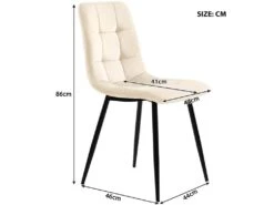 Lot De 4 Chaises De Salle à Manger - Structure En Métal - Tissu En Velours - Beige -Mobilier De Restaurant chaise 22860669