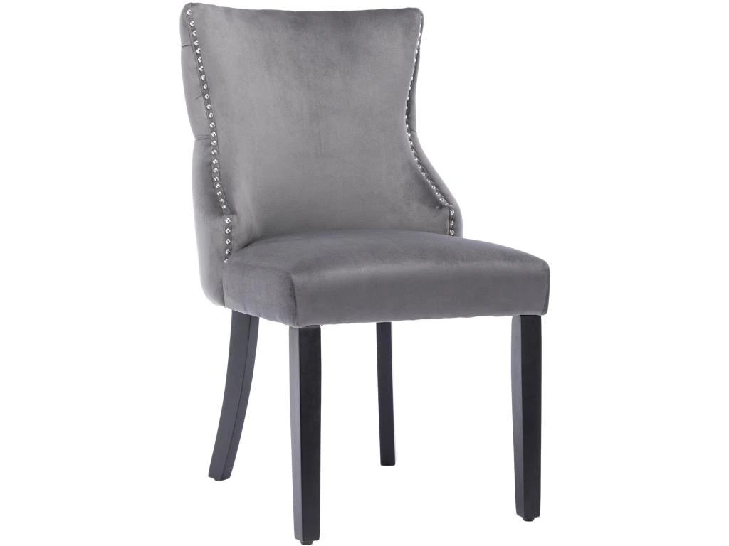 Lot De 6 Chaises De Salle à Manger En Velours - Cadre En Bois Massif - Gris 2 Lot De 6 Chaises De Salle à Manger En Velours - Cadre En Bois Massif - Gris – Image 2