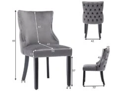 Lot De 6 Chaises De Salle à Manger En Velours - Cadre En Bois Massif - Gris 9 Lot De 6 Chaises De Salle à Manger En Velours - Cadre En Bois Massif - Gris -Mobilier De Restaurant chaise 22860709