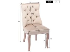 Lot De 2 Chaises De Salle à Manger En Velours - Matelassage De Boutons - Beige 9 Lot De 2 Chaises De Salle à Manger En Velours - Matelassage De Boutons - Beige -Mobilier De Restaurant chaise 22860759