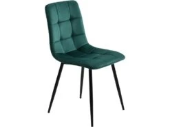 Lot De 4 Chaises De Salle à Manger - Structure En Métal - Tissu En Velours - Vert -Mobilier De Restaurant chaise 22860767