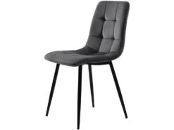 Lot De 4 Chaises De Salle à Manger - Structure En Métal - Tissu En Velours - Gris -Mobilier De Restaurant chaise 22860895