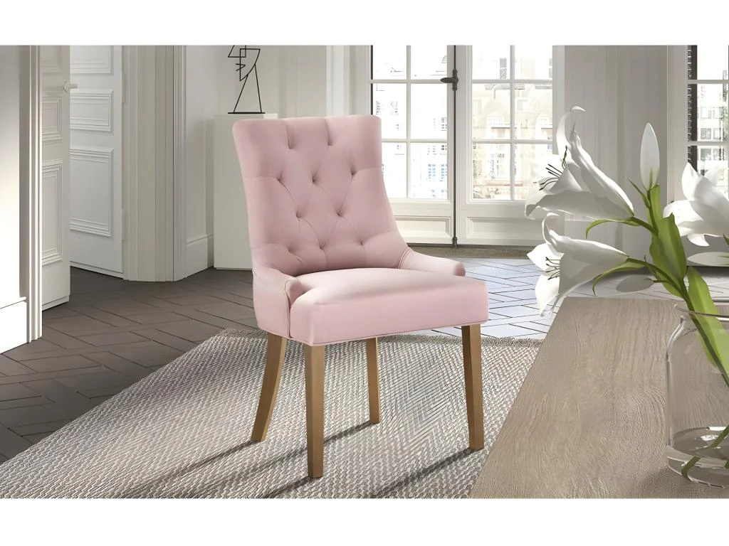 Chaise ROYA Tissus Rose, Dimension H93 X L56 X P60, Idéal Pour Votre Cuisine Ou Salle à Manger 2 Chaise ROYA Tissus Rose, Dimension H93 X L56 X P60, Idéal Pour Votre Cuisine Ou Salle à Manger – Image 2