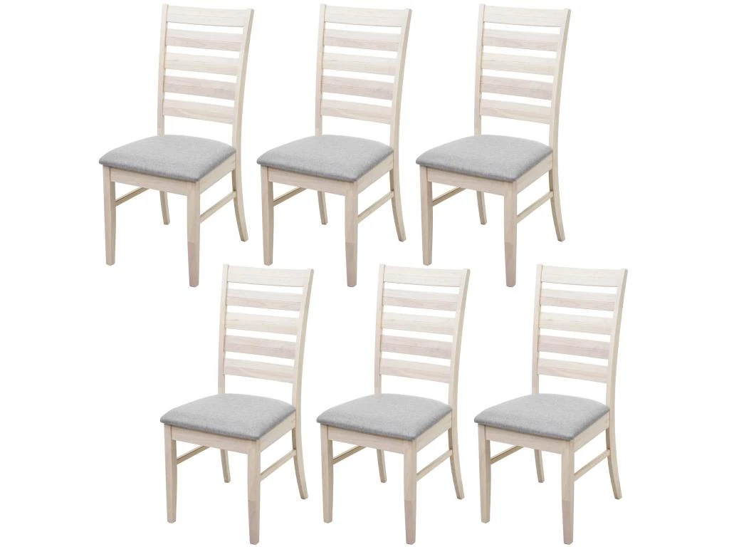 Lot De 6 Chaises De Salle à Manger Cuisine Chaise Tissu Gris Et Bois Massif Clair 04_0000850 1 Lot De 6 Chaises De Salle à Manger Cuisine Chaise Tissu Gris Et Bois Massif Clair 04_0000850