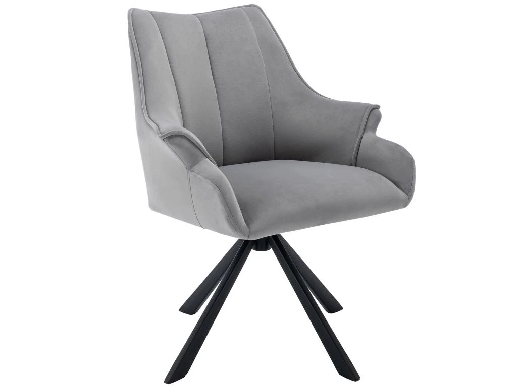 Lot De 2 Chaises En Patchwork De Velours - Pieds En Métal - Gris 2 Lot De 2 Chaises En Patchwork De Velours - Pieds En Métal - Gris – Image 2