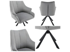 Lot De 2 Chaises En Patchwork De Velours - Pieds En Métal - Gris 8 Lot De 2 Chaises En Patchwork De Velours - Pieds En Métal - Gris -Mobilier De Restaurant chaise 22934677