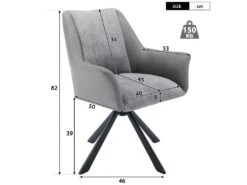 Lot De 6 Chaises En Velours Et Similicuir - Pieds En Métal - Gris -Mobilier De Restaurant chaise 22934689
