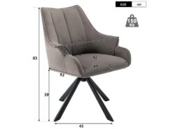 Lot De 2 Chaises En Patchwork De Velours - Pieds En Métal - Taupe -Mobilier De Restaurant chaise 22935407