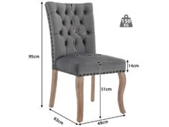 Lot De 4 Chaises Capitonné En Velours - Cadre En Bois Massif - Gris -Mobilier De Restaurant chaise 23008765