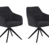 Lot De 2 Chaises MUSE - Avec Accoudoirs - Tissu - Anthracite