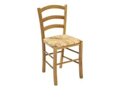 Lot De 6 Chaises PAYSANNE - Hêtre Massif Teinté Chêne, Paille De Riz -Mobilier De Restaurant chaise 232085