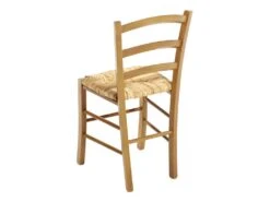 Lot De 6 Chaises PAYSANNE - Hêtre Massif Teinté Chêne, Paille De Riz -Mobilier De Restaurant chaise 232089