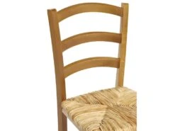 Lot De 6 Chaises PAYSANNE - Hêtre Massif Teinté Chêne, Paille De Riz -Mobilier De Restaurant chaise 232165