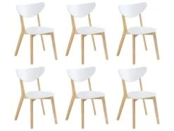Lot De 6 Chaises CARINE - Hévéa Massif Et MDF - Blanc -Mobilier De Restaurant chaise 259657