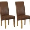 Lot De 2 Chaises SANTOS - Microfibre Aspect Cuir Vieilli - Pieds Bois Clair