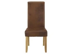 Lot De 6 Chaises SANTOS - Microfibre Aspect Cuir Vieilli - Pieds Bois Clair -Mobilier De Restaurant chaise 268417