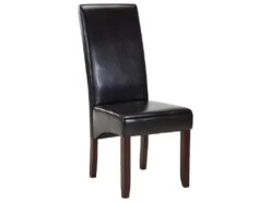 Lot De 6 Chaises ROVIGO - Simili Marron Brillant - Pieds Bois Foncé -Mobilier De Restaurant chaise 268721