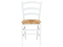 Lot De 6 Chaises PAYSANNE - Hêtre Massif Teinté Blanc, Paille De Riz -Mobilier De Restaurant chaise 269995