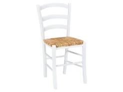 Lot De 6 Chaises PAYSANNE - Hêtre Massif Teinté Blanc, Paille De Riz -Mobilier De Restaurant chaise 269997