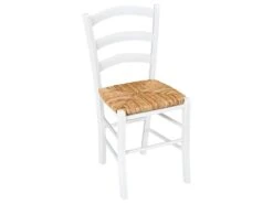 Lot De 6 Chaises PAYSANNE - Hêtre Massif Teinté Blanc, Paille De Riz -Mobilier De Restaurant chaise 269999