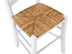 Lot De 6 Chaises PAYSANNE - Hêtre Massif Teinté Blanc, Paille De Riz -Mobilier De Restaurant chaise 270005